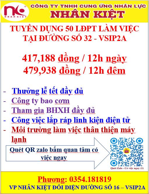 TUYỂN 50 LĐPT ĐƯỜNG SỐ 32 - VSIP2A