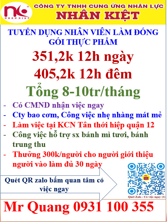 TUYỂN DỤNG 100 LĐPT LÀM BÁNH KẸO TẠI QUẬN 12