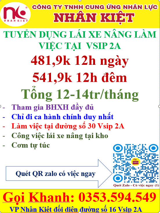 TUYỂN 100 LĐPT LÀM VIỆC TẠI VISIP 2A