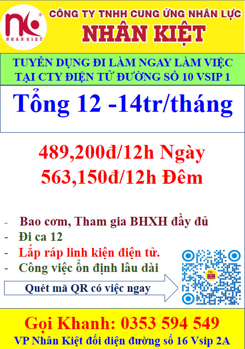 TUYỂN 450 LĐPT LÀM VIỆC TẠI VIISIP1