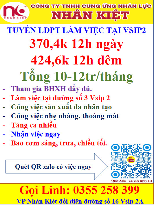 NHÂN KIỆT TUYỂN 50 LĐPT LÀM TẠI ĐƯỜNG SỐ 3 VSIP2