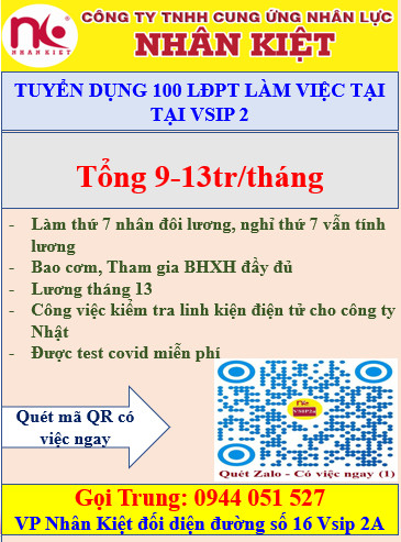 TUYỂN DỤNG GẤP 100 LĐPT LÀM VIỆC TẠI CÔNG TY ĐIỆN TỬ