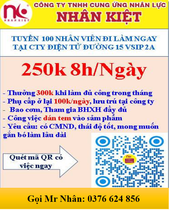 Thông báo tuyển 150 LĐPT làm Dán Tem vào sản phẩm,Đường 15 visip2A