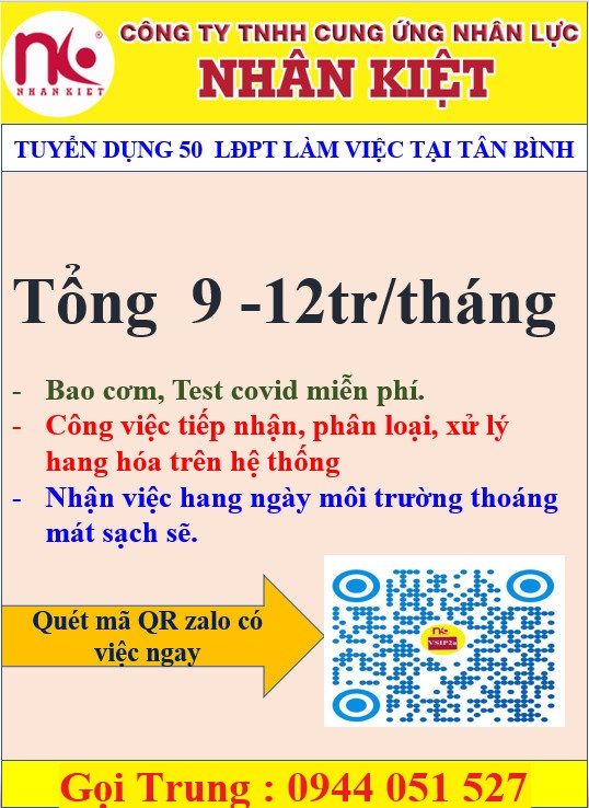TUYỂN GẤP 50 LAO ĐỘNG PHỔ THÔNG LÀM VIỆC TẠI BÌNH TÂN