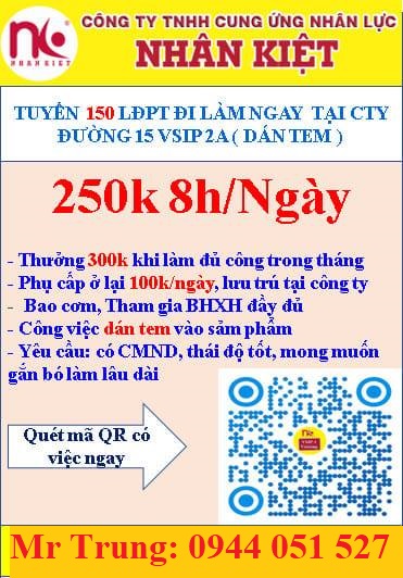 TUYỂN DỤNG LAO ĐỘNG PHỔ THÔNG DÁN TEM