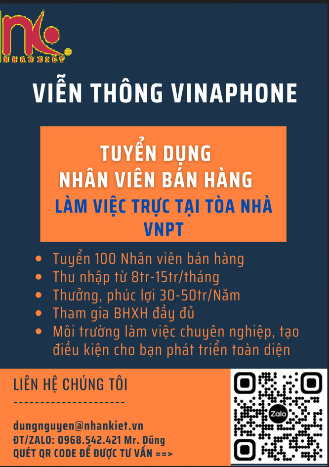 TUYỂN 50 NHÂN VIÊN BÁN HÀNG VIỄN THÔNG VNPT TẠI TPHCM