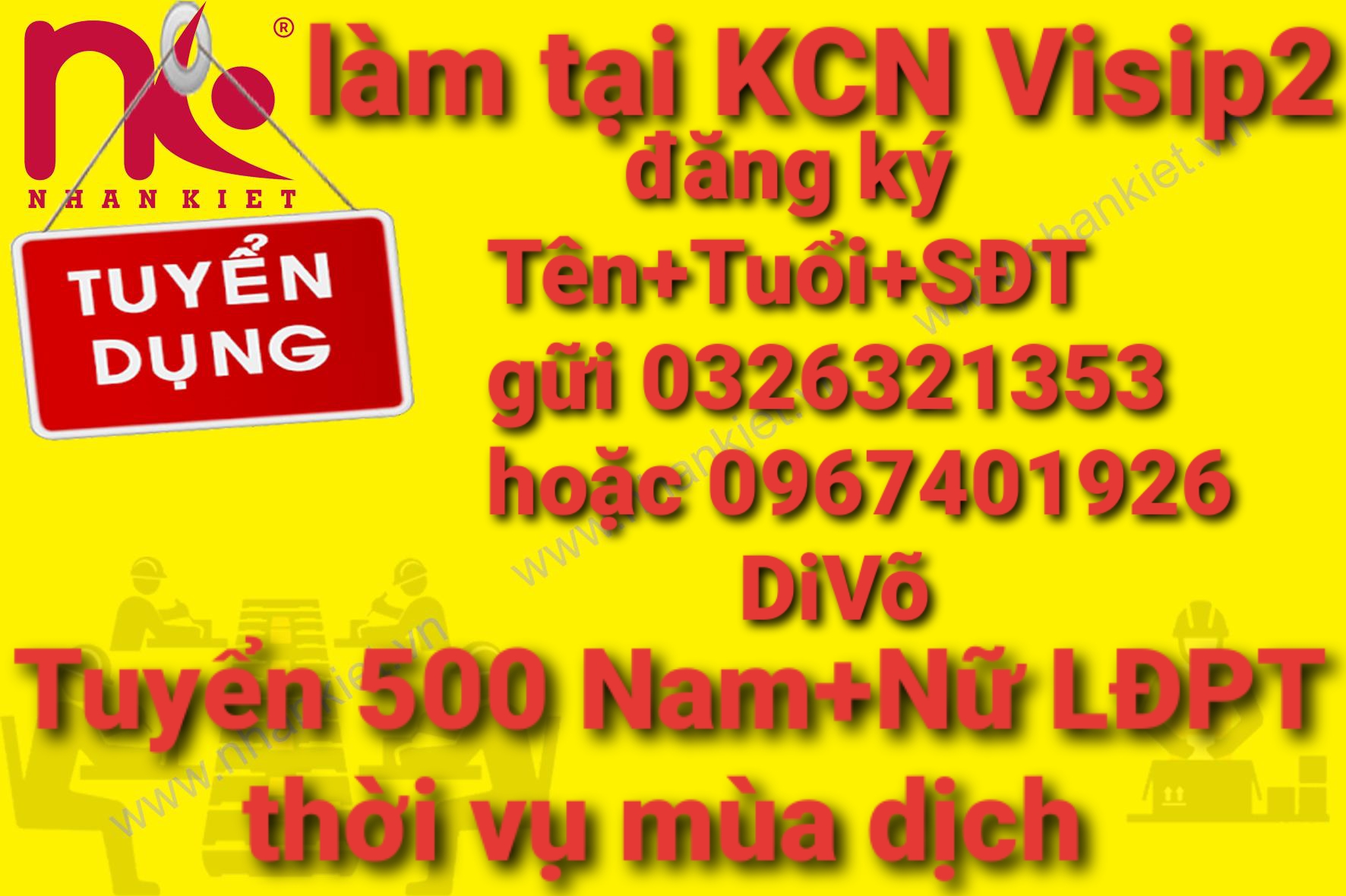 Công ty Nhân Kiệt tuyển gấp 30 Nam+Nữ LĐPT