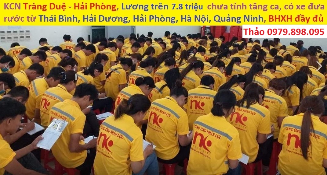 Tuyển LĐPT tại KCN Tràng Duệ, lương trên 7.8 triệu chưa tính tăng ca ngày nghỉ