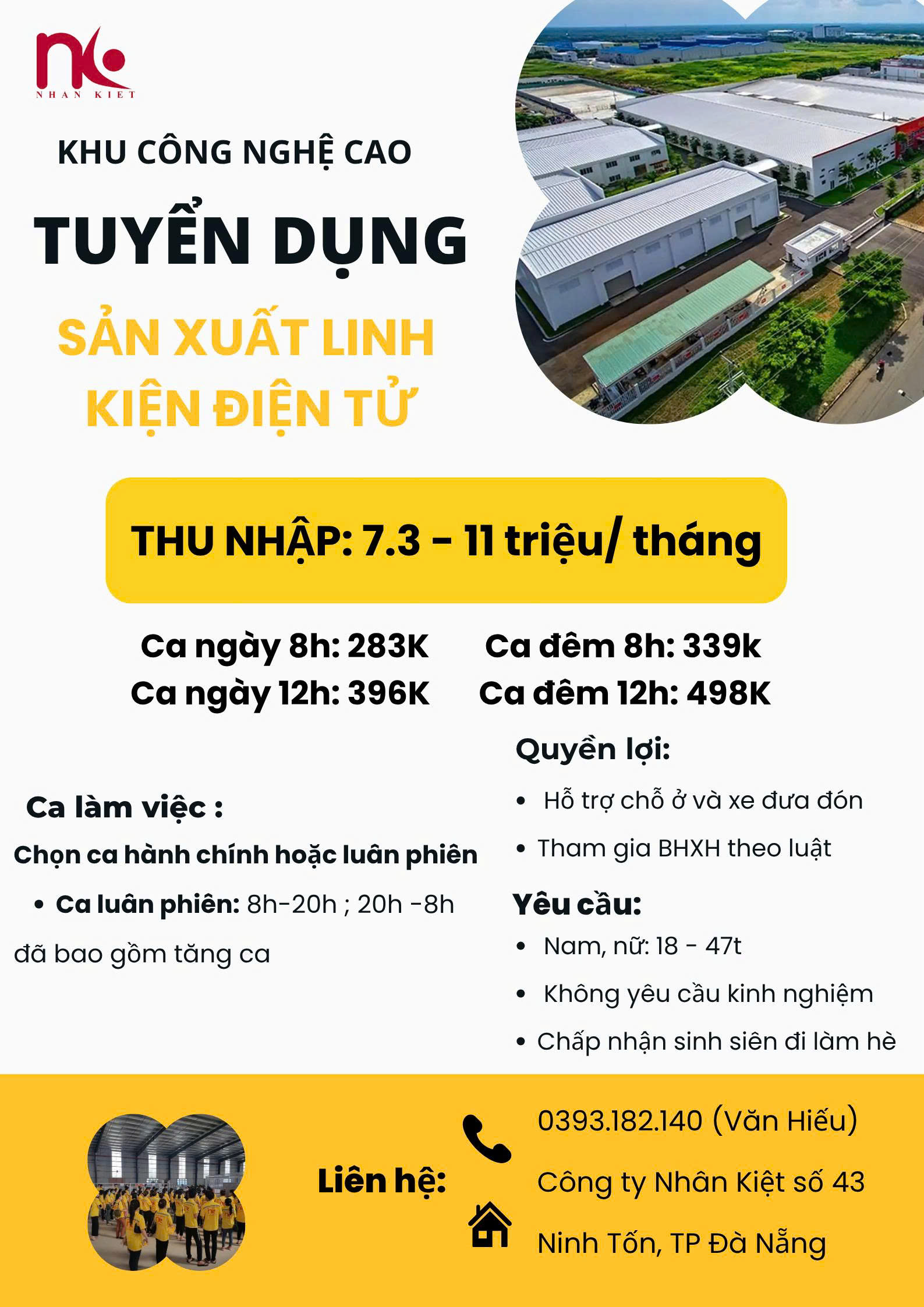 TUYỂN DỤNG 100 LAO ĐỘNG - SẢN XUẤT LINH KIỆN ĐIỆN TỬ ( CÓ HỖ TRỢ CHỖ Ở )