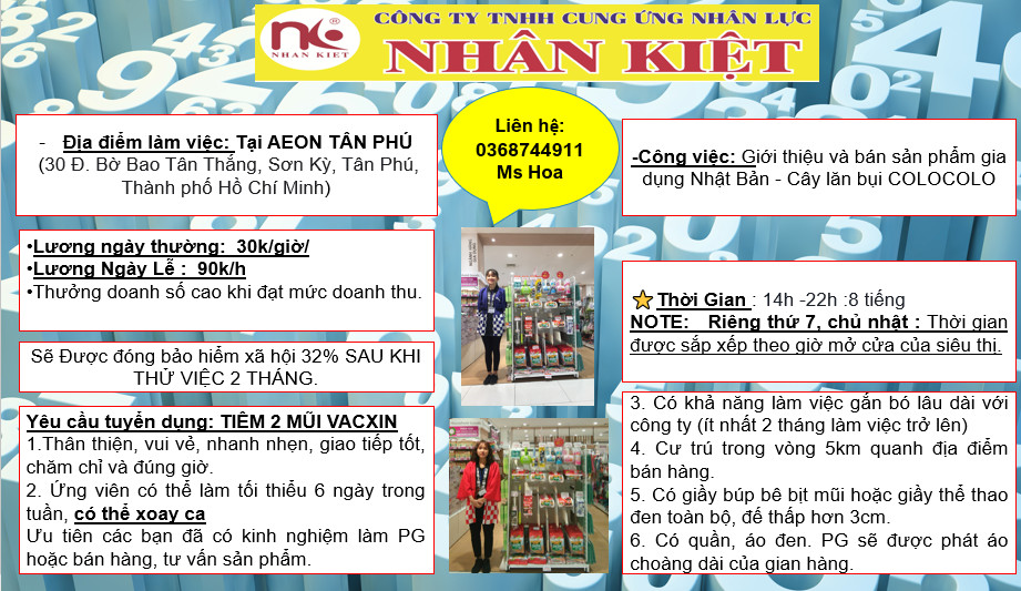 TUYỂN DỤNG nhân viên  AEON TÂN PHÚ LÀM LÂU DÀI