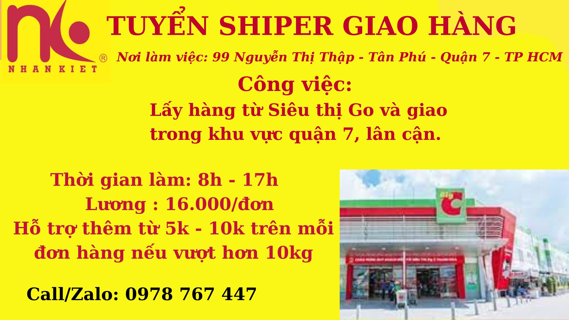 TUYỂN NHÂN VIÊN GIAO HÀNG