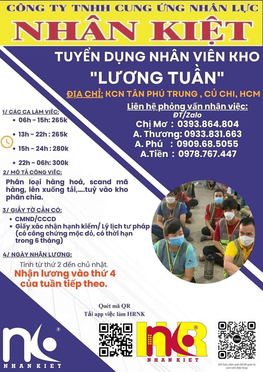TUYỂN NHÂN VIÊN LƯƠNG TUẦN