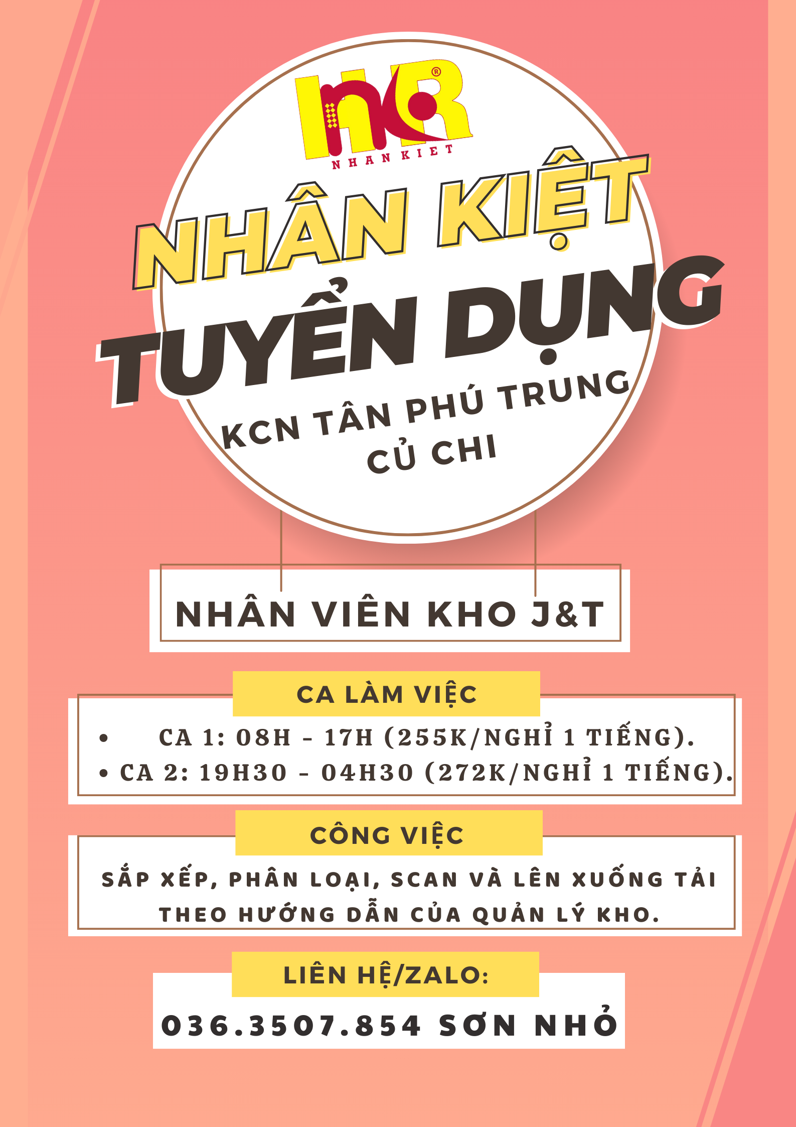 TUYỂN DỤNG NHÂN VIÊN KHO KCN TÂN PHÚ TRUNG