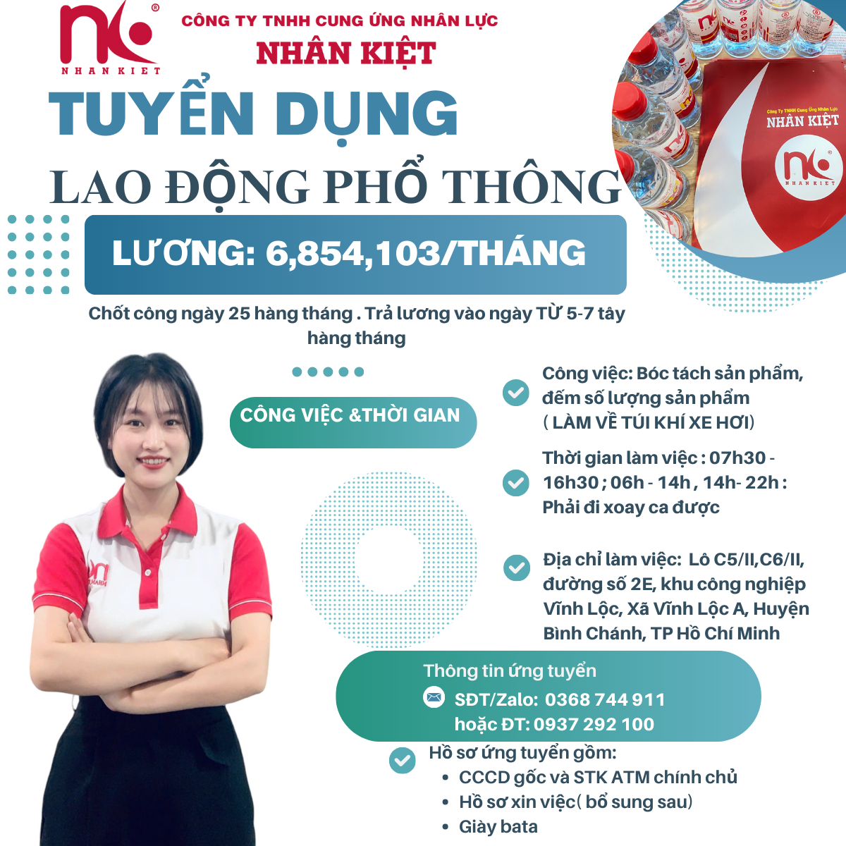 Tuyển dụng 50 LĐPT - Khu vực Vĩnh Lộc