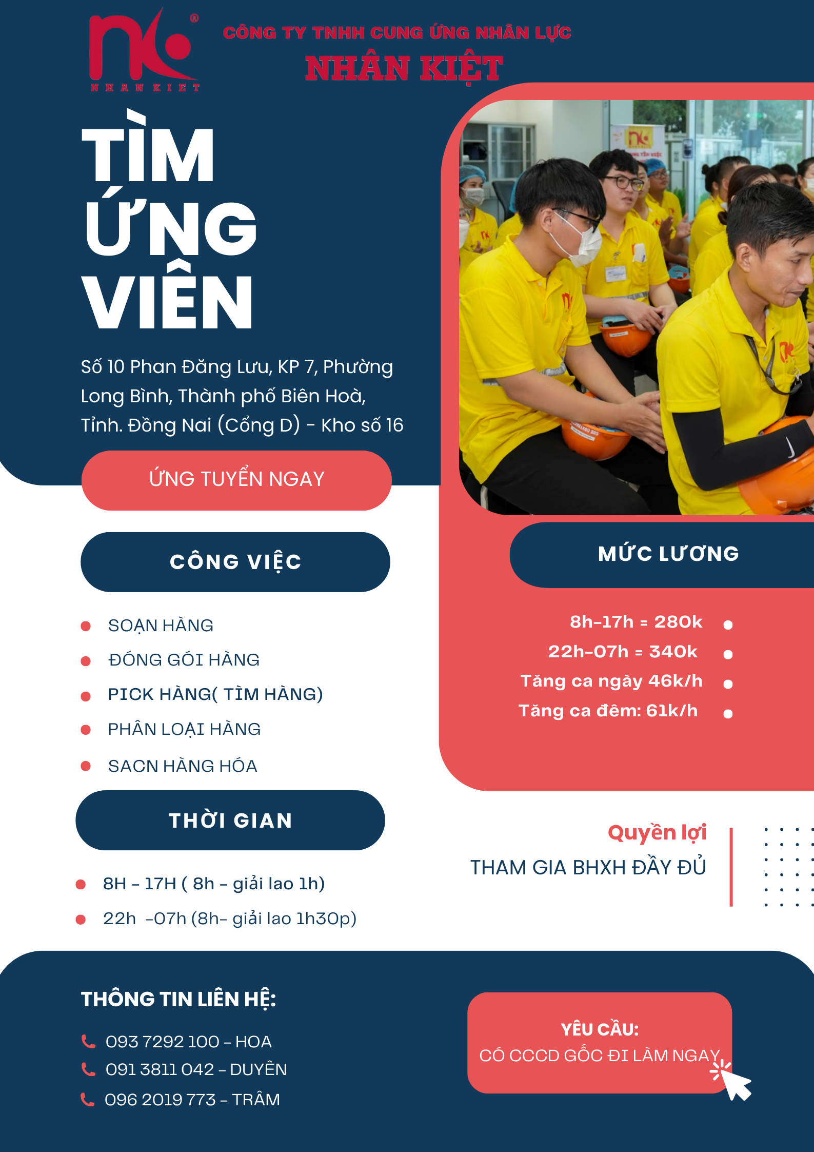 TUYỂN 50 LĐPT LƯƠNG TỪ 7TR3 - 9TR/ THÁNG - Ở ICD LONG BÌNH ĐỒNG NAI