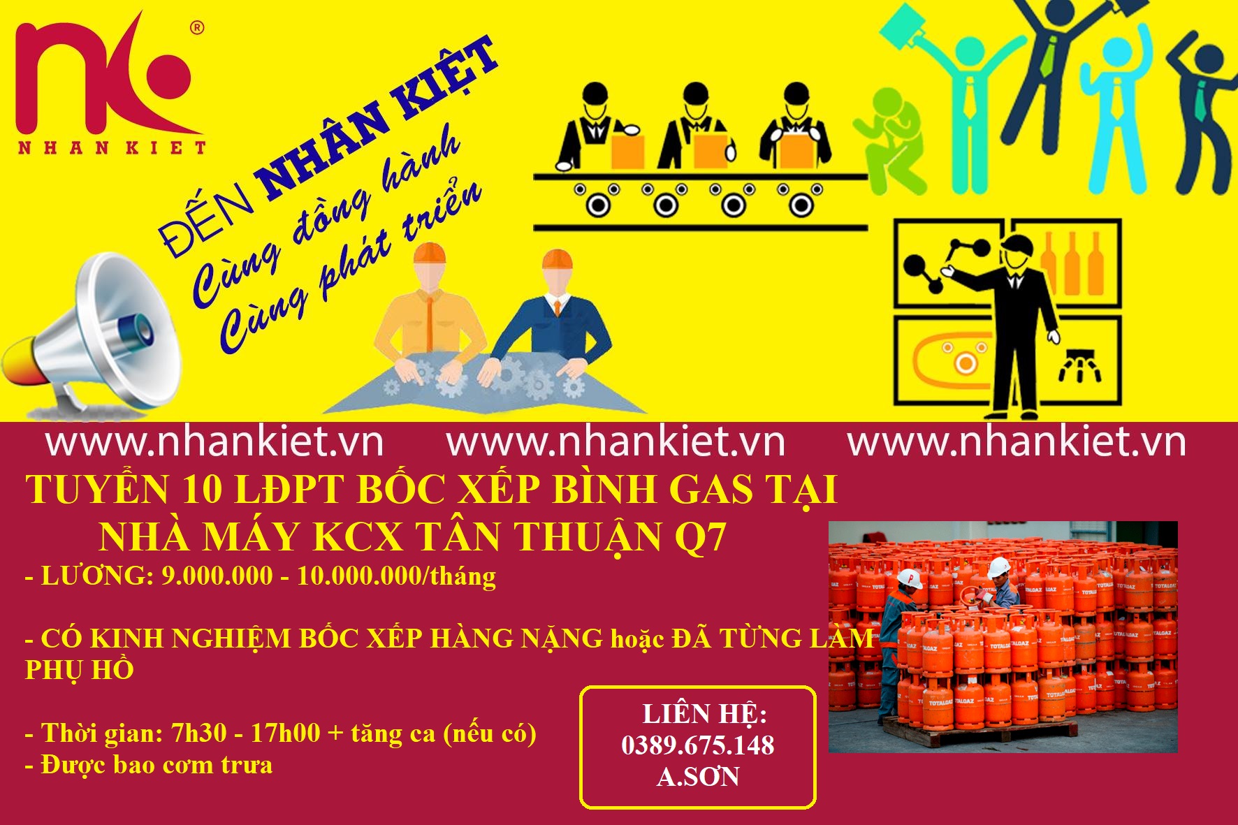 TUYỂN 10 LĐPT BỐC XẾP BÌNH GAS TẠI QUẬN 7