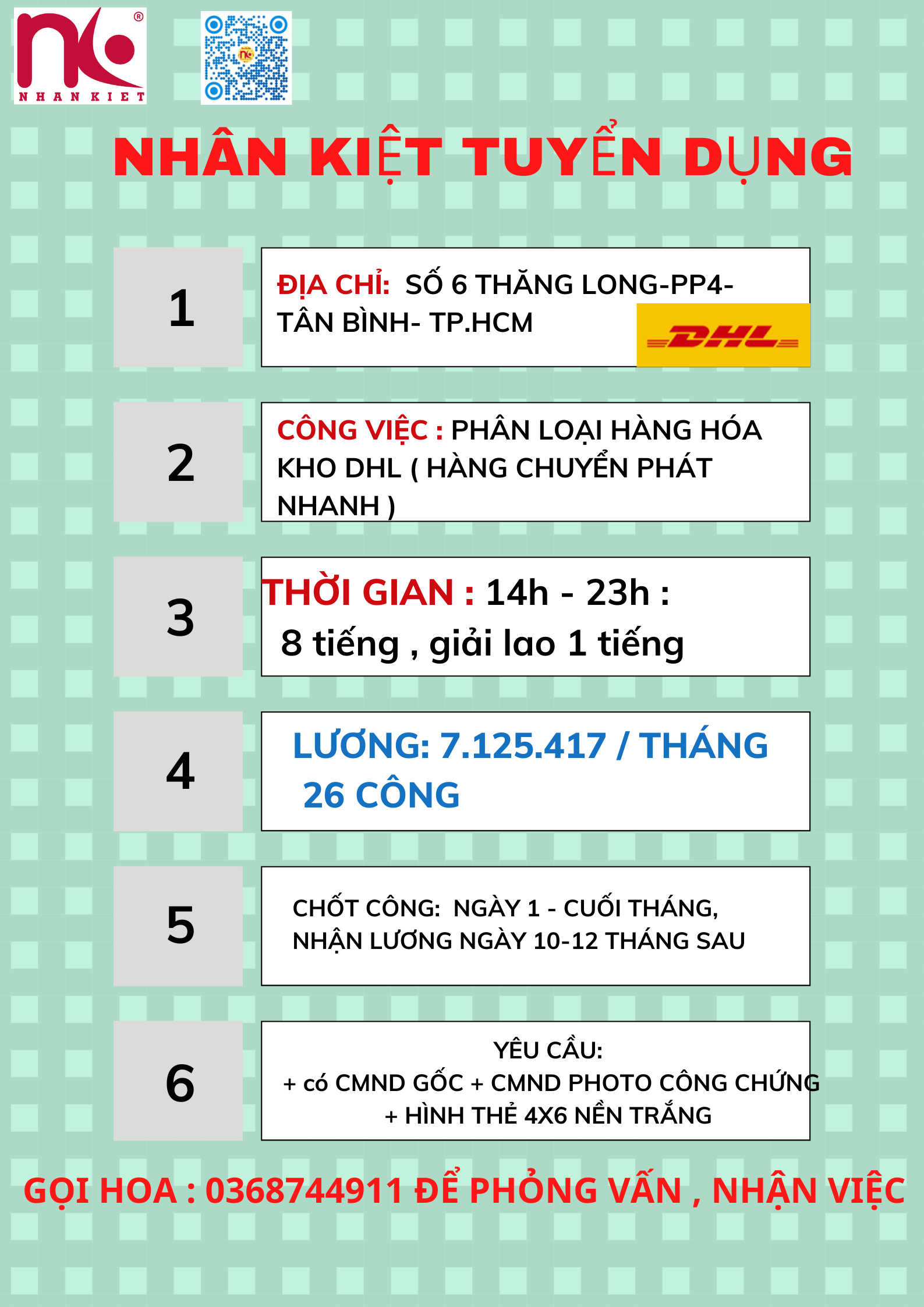 14h-23h : TUYỂN NV PHÂN LOẠI HÀNH HÓA KHO